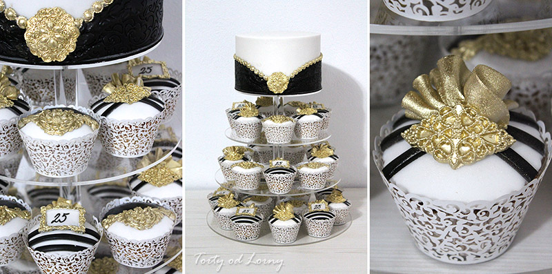 Cupcakes čierno bielo zlaté
