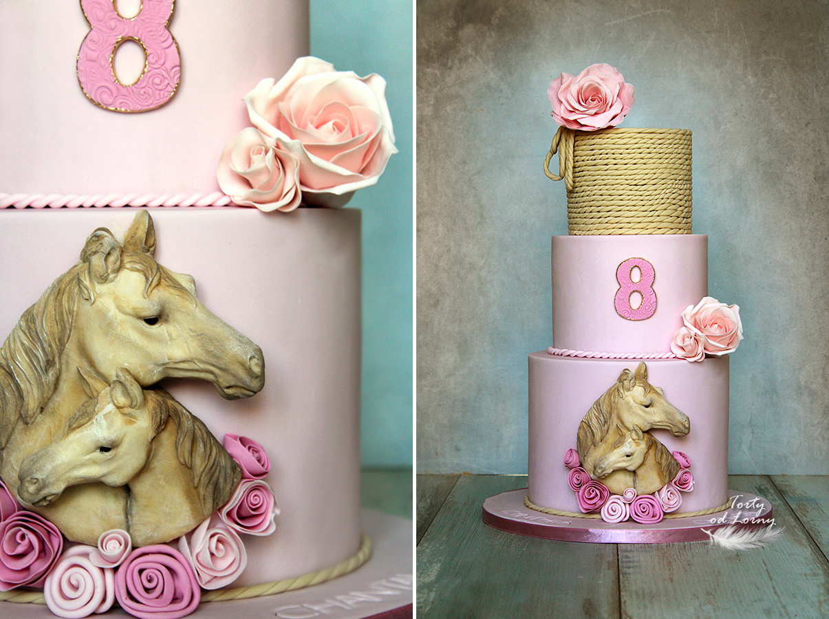 Detská torta s koníkmi ružová